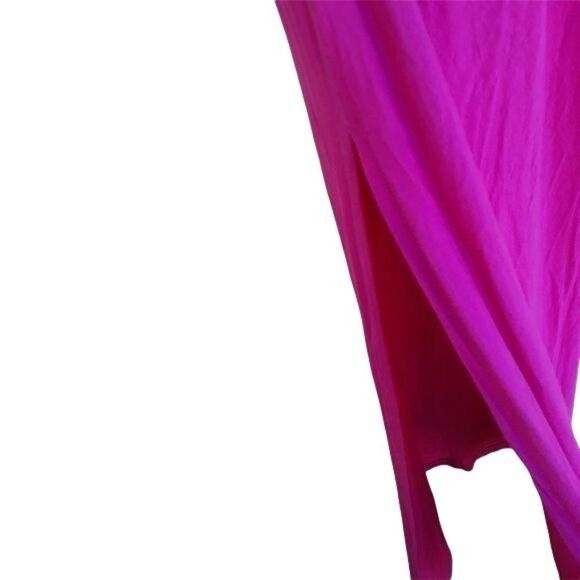 Bobeau Ruched Side Slit Sleeveless Scoop Neck Maxi Dress Barbie Pink Sz S - Picture 4 of 12